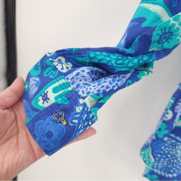 Talbots The Classic Casual Popover Top Under The Sea Print Aquatic Blue Womens M - Picture 9 of 15